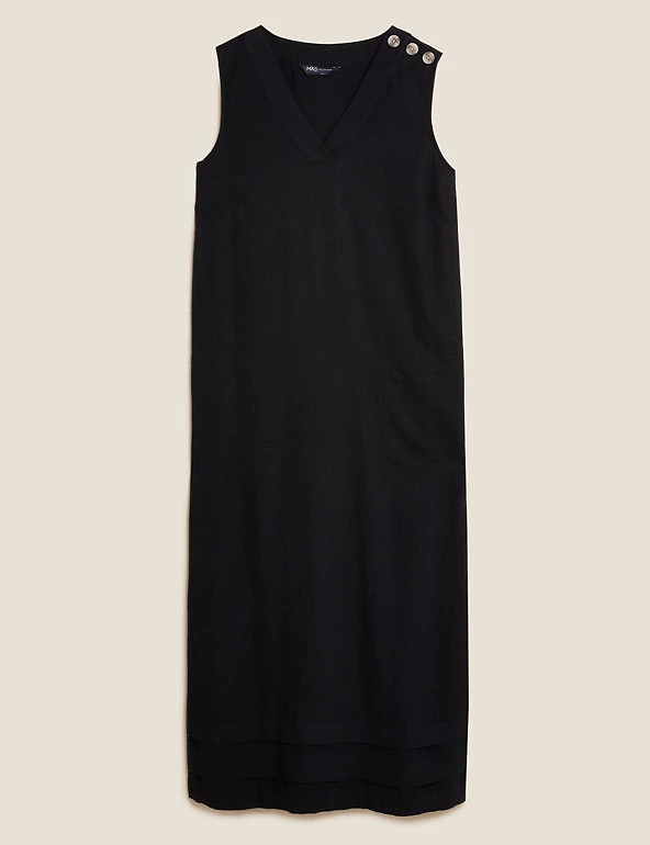 Brand new ๐ M&S Collection ๐ Dresses Linen Blend V-Neck Midi Shift ๐ Dress โ 2 Brand new ๐ M&S Collection ๐ Dresses Linen Blend V-Neck Midi Shift ๐ Dress โ - Image 2
