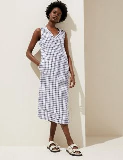 Cheapest ๐ M&S Collection ๐ Dresses Linen Blend Checked V-Neck Midi Shift ๐ Dress โ๏ธ 9 Cheapest ๐ M&S Collection ๐ Dresses Linen Blend Checked V-Neck Midi Shift ๐ Dress โ๏ธ -Women's Holiday Shop Sales SD 01 T52 6714 Z4 X EC 3