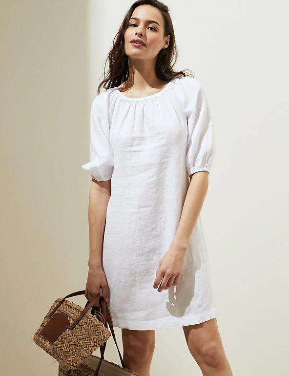 Cheapest ๐ฏ M&S Collection ๐ Dresses Pure Linen Bardot Short Sleeve Midi ๐ Dress โ๏ธ 6 Cheapest ๐ฏ M&S Collection ๐ Dresses Pure Linen Bardot Short Sleeve Midi ๐ Dress โ๏ธ - Image 6