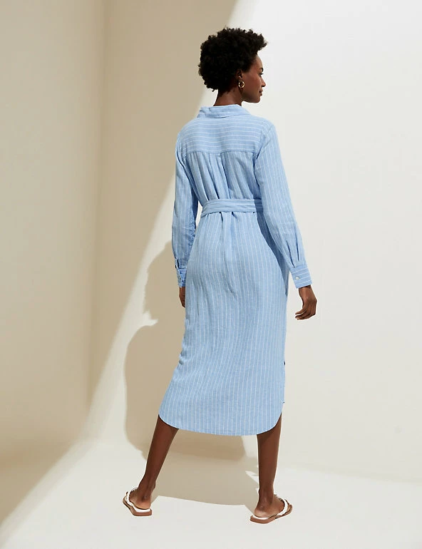 Cheap ๐ฏ M&S Collection ๐ Dresses Linen Rich Striped Midi ๐ Shirt ๐ Dress โจ 5 Cheap ๐ฏ M&S Collection ๐ Dresses Linen Rich Striped Midi ๐ Shirt ๐ Dress โจ - Image 5