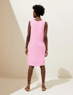 Promo 🔥 M&S Collection 👗 Dresses Linen Blend Knee Length Shift 👗 Dress 🥰 -Women's Holiday Shop Sales SD 01 T52 6940 A0 X EC 3