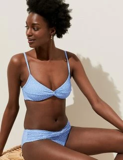 Best Pirce ✔️ M&S Collection 👙 Bikinis Polka Dot Padded Twist Front 👙 Bikini Top 💯 -Women's Holiday Shop Sales SD 01 T52 7359B E4 X EC 1