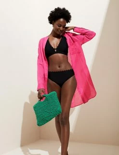 New 🤩 M&S Collection Women Pure Cotton Longline Beach Cover Up 👚 Shirt 👏