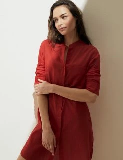 New 🤩 M&S Collection Women Pure Cotton Longline Beach Cover Up 👚 Shirt 👏 -Women's Holiday Shop Sales SD 01 T52 7384 B0 X EC 1