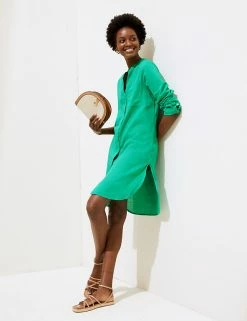 New 🤩 M&S Collection Women Pure Cotton Longline Beach Cover Up 👚 Shirt 👏 -Women's Holiday Shop Sales SD 01 T52 7384 F5 X EC 2