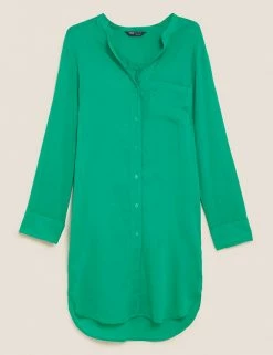 New 🤩 M&S Collection Women Pure Cotton Longline Beach Cover Up 👚 Shirt 👏 -Women's Holiday Shop Sales SD 01 T52 7384 F5 X EC 90