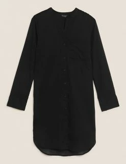 New 🤩 M&S Collection Women Pure Cotton Longline Beach Cover Up 👚 Shirt 👏 -Women's Holiday Shop Sales SD 01 T52 7384 Y0 X EC 90