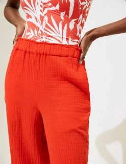 Top 10 😍 M&S Collection Women Pure Cotton Wide Leg Trousers ⭐ -Women's Holiday Shop Sales SD 01 T52 7386 B0 X EC 3