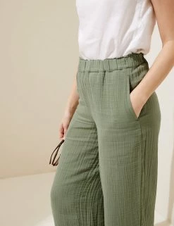 Top 10 😍 M&S Collection Women Pure Cotton Wide Leg Trousers ⭐ -Women's Holiday Shop Sales SD 01 T52 7386 XJ X EC 4