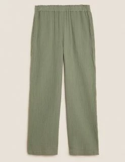 Top 10 😍 M&S Collection Women Pure Cotton Wide Leg Trousers ⭐ -Women's Holiday Shop Sales SD 01 T52 7386 XJ X EC 90