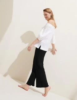 Top 10 😍 M&S Collection Women Pure Cotton Wide Leg Trousers ⭐ -Women's Holiday Shop Sales SD 01 T52 7386 Y0 X EC 1