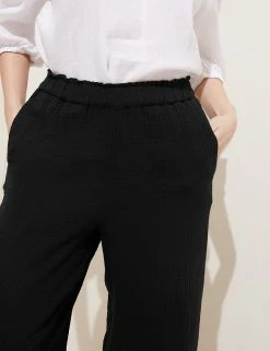 Top 10 😍 M&S Collection Women Pure Cotton Wide Leg Trousers ⭐ -Women's Holiday Shop Sales SD 01 T52 7386 Y0 X EC 2