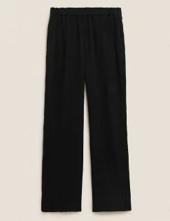 Top 10 😍 M&S Collection Women Pure Cotton Wide Leg Trousers ⭐ -Women's Holiday Shop Sales SD 01 T52 7386 Y0 X EC 90