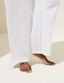 Top 10 😍 M&S Collection Women Pure Cotton Wide Leg Trousers ⭐ -Women's Holiday Shop Sales SD 01 T52 7386 Z0 X EC 3