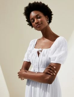 Best deal 🥰 M&S Collection 👗 Dresses Pure Cotton Square Neck Maxi Tea 👗 Dress ✨ -Women's Holiday Shop Sales SD 01 T52 7388 Z0 X EC 1