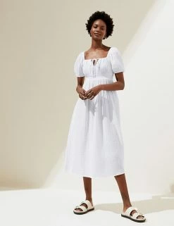 Best deal 🥰 M&S Collection 👗 Dresses Pure Cotton Square Neck Maxi Tea 👗 Dress ✨ -Women's Holiday Shop Sales SD 01 T52 7388 Z0 X EC 2