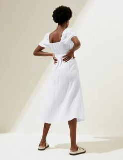 Best deal 🥰 M&S Collection 👗 Dresses Pure Cotton Square Neck Maxi Tea 👗 Dress ✨ -Women's Holiday Shop Sales SD 01 T52 7388 Z0 X EC 3