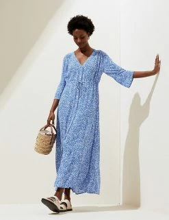 Top 10 🔥 M&S Collection 👗 Dresses Animal Button Through Kaftan Beach 👗 Dress 👏 -Women's Holiday Shop Sales SD 01 T52 7397 E4 X EC 1