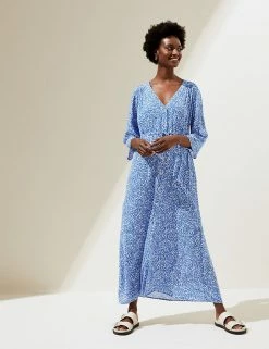 Top 10 🔥 M&S Collection 👗 Dresses Animal Button Through Kaftan Beach 👗 Dress 👏 -Women's Holiday Shop Sales SD 01 T52 7397 E4 X EC 2
