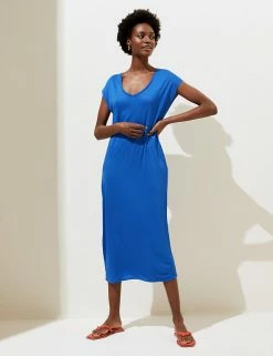 Top 10 🎉 M&S Collection 👗 Dresses V-Neck Sleeveless Midi 👗 Dress​ 🔔 -Women's Holiday Shop Sales SD 01 T52 7458 E0 X EC 1