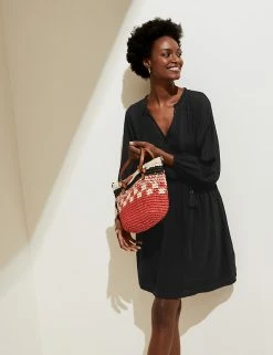 New 🎉 M&S Collection 👗 Dresses Pure Cotton Embroidered Mini Beach 👗 Dress 👏 -Women's Holiday Shop Sales SD 01 T52 7465 Y0 X EC 0