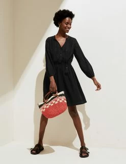 New 🎉 M&S Collection 👗 Dresses Pure Cotton Embroidered Mini Beach 👗 Dress 👏 -Women's Holiday Shop Sales SD 01 T52 7465 Y0 X EC 1