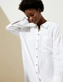 Discount 🧨 M&S Collection 👗 Dresses Pure Linen Midi 👕 Shirt Beach 👗 Dress 🎉 -Women's Holiday Shop Sales SD 01 T52 7469 Z0 X EC 1