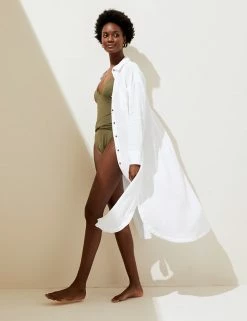 Discount 🧨 M&S Collection 👗 Dresses Pure Linen Midi 👕 Shirt Beach 👗 Dress 🎉 -Women's Holiday Shop Sales SD 01 T52 7469 Z0 X EC 2