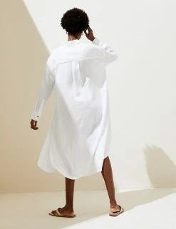 Discount 🧨 M&S Collection 👗 Dresses Pure Linen Midi 👕 Shirt Beach 👗 Dress 🎉 -Women's Holiday Shop Sales SD 01 T52 7469 Z0 X EC 3