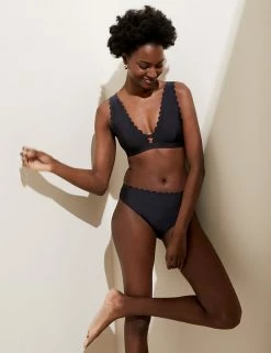 Discount 🎁 M&S Collection Tops Scallop Plunge 👙 Bikini Top 🔥 -Women's Holiday Shop Sales SD 01 T52 7472B Y0 X EC 4