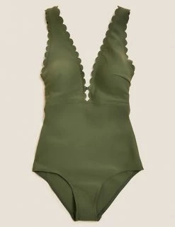 Best reviews of 👍 M&S Collection 🩱 Swimsuits Padded Scallop Plunge 🩱 Swimsuit 🤩 -Women's Holiday Shop Sales SD 01 T52 7472 KH X EC 90