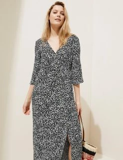 Coupon 🎉 M&S Collection 👗 Dresses Animal Button Through Kaftan Beach 👗 Dress ❤️ -Women's Holiday Shop Sales SD 01 T52 7487 Y4 X EC 4