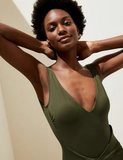 Deals ⌛ M&S Collection 🩱 Swimsuits Non-wired Ruched Plunge 🩱 Swimsuit 😉 -Women's Holiday Shop Sales SD 01 T52 7492 KH X EC 2