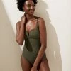 Buy 🧨 M&S Collection 🩱 Swimsuits Ribbed Padded Plunge 🩱 Swimsuit ❤️