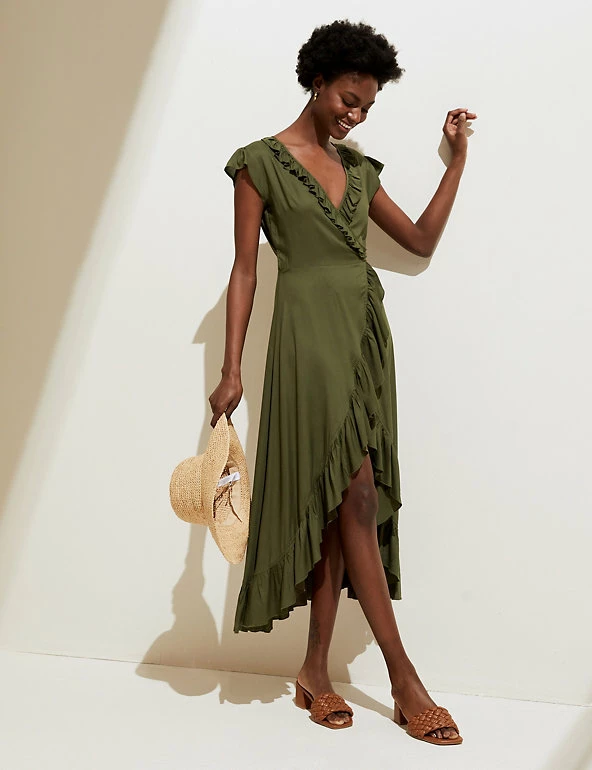 Buy ๐คฉ M&S Collection ๐ Dresses Frill Detail Midi Wrap ๐ Dress ๐ฏ 1 Buy ๐คฉ M&S Collection ๐ Dresses Frill Detail Midi Wrap ๐ Dress ๐ฏ