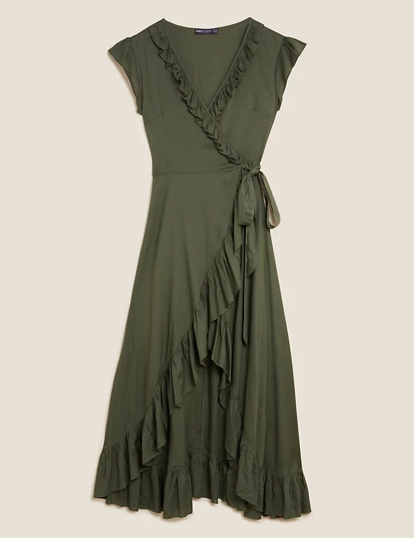 Buy ๐คฉ M&S Collection ๐ Dresses Frill Detail Midi Wrap ๐ Dress ๐ฏ 2 Buy ๐คฉ M&S Collection ๐ Dresses Frill Detail Midi Wrap ๐ Dress ๐ฏ - Image 2
