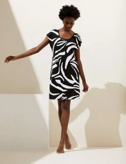 Promo 👏 M&S Collection 👗 Dresses Animal Print V-Neck Mini Column 👗 Dress 😉