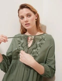 Best deal 😀 M&S Collection 👗 Dresses Pure Cotton Embroidered Maxi Beach 👗 Dress ✔️ -Women's Holiday Shop Sales SD 01 T52 7559 KH X EC 1