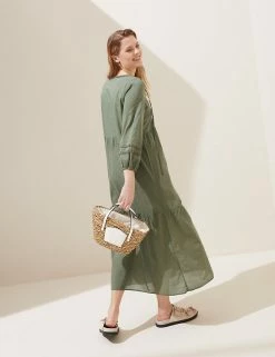 Best deal 😀 M&S Collection 👗 Dresses Pure Cotton Embroidered Maxi Beach 👗 Dress ✔️ -Women's Holiday Shop Sales SD 01 T52 7559 KH X EC 3