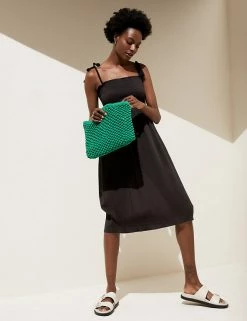 New ✔️ M&S Collection 👗 Dresses Square Neck Shirred Midi 👗 Dress ✨