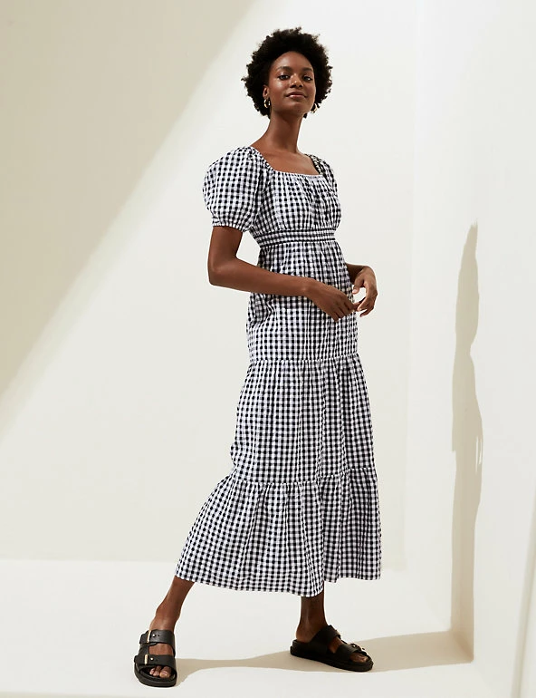 Cheapest ๐ M&S Collection ๐ Dresses Pure Cotton Gingham Shirred Waisted ๐ Dress ๐ 4 Cheapest ๐ M&S Collection ๐ Dresses Pure Cotton Gingham Shirred Waisted ๐ Dress ๐ - Image 4