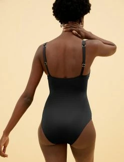Buy 🥰 M&S Collection 🩱 Swimsuits Tummy Control Padded Wrap Plunge 🩱 Swimsuit 🌟 -Women's Holiday Shop Sales SD 01 T52 7598 Y0 X EC 2