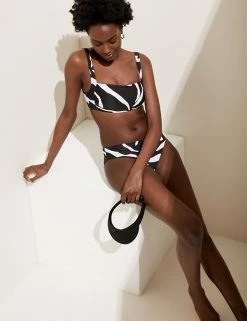 New 🌟 M&S Collection 👙 Bikinis Brush Stroke Padded Square Neck 👙 Bikini Top 💯 -Women's Holiday Shop Sales SD 01 T52 7854B Y4 X EC 2