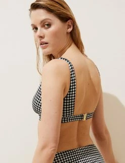 Flash Sale ⭐ M&S Collection 👙 Bikinis Gingham Wired Padded Plunge 👙 Bikini Top 🎁 -Women's Holiday Shop Sales SD 01 T52 7882B Y4 X EC 2