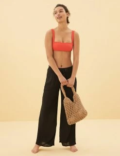 Brand new 🥰 M&S Collection 👙 Bikinis Textured Square Neck 👙 Bikini Top 🔔 -Women's Holiday Shop Sales SD 01 T52 7884B P5 X EC 1