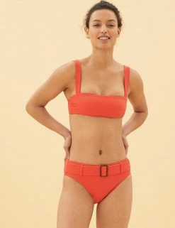 Coupon ๐ M&S Collection ๐ Bikinis Textured Belted High Waisted ๐ Bikini Bottoms ๐