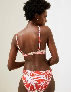 Flash Sale 💯 M&S Collection 👙 Bikinis Leaf Print Padded Plunge 👙 Bikini Top ⭐ -Women's Holiday Shop Sales SD 01 T52 7911B B4 X EC 4