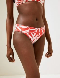 Promo ⭐ M&S Collection 👙 Bikinis Tummy Control Leaf Print 👙 Bikini Bottoms 🔥 -Women's Holiday Shop Sales SD 01 T52 7911P B4 X EC 1