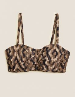 Outlet 🌟 M&S Collection Women Printed Padded Bandeau 👙 Bikini Top ✔️