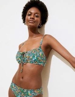 Promo ⭐ M&S Collection 👙 Bikinis Floral Padded Bandeau 👙 Bikini Top 🥰 -Women's Holiday Shop Sales SD 01 T52 7930B ZZ X EC 1